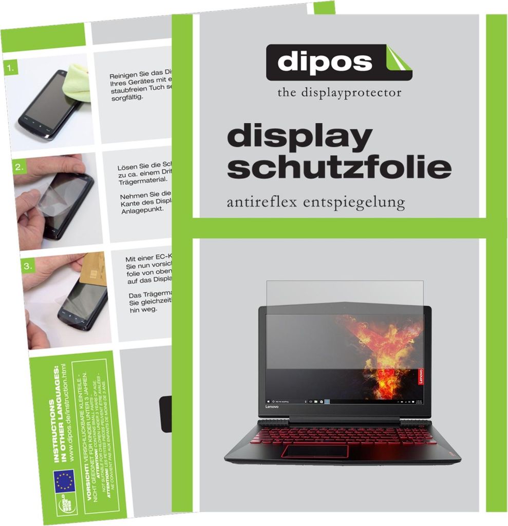 2x Schutzfolie für Lenovo Legion Y520 matt Displayschutzfolie Folie Display Schutz dipos