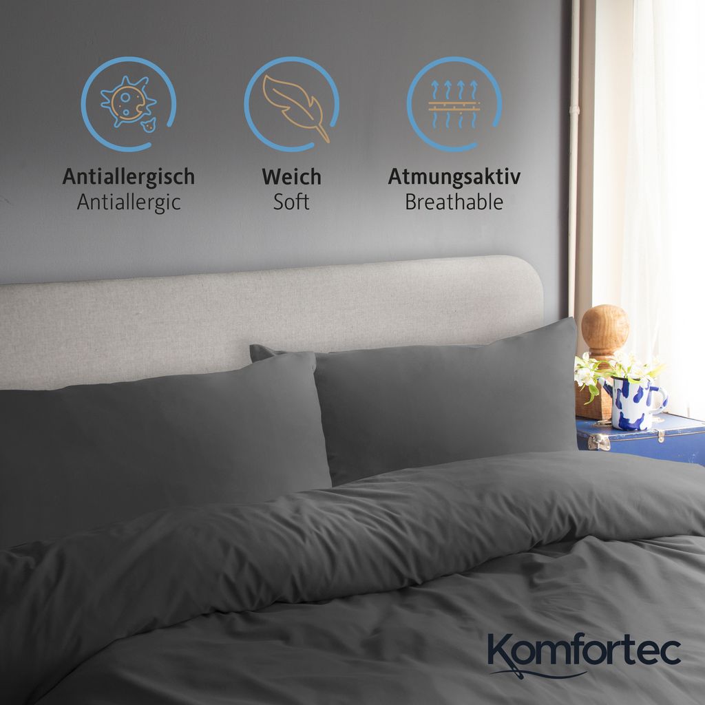 Komfortec Premium Kissenbezüge 2er Set 40x80 cm mit Produktbild 2