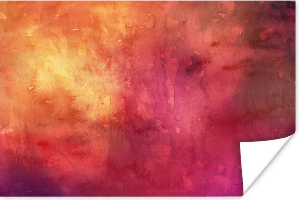 MuchoWow Poster Aquarell - Rot - Orange - Farbton 60x40 cm - Schlafzimmerdekoration