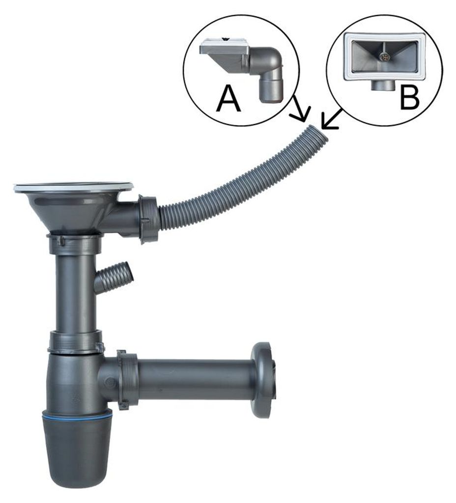 Novaservis Siphon für Spülbecken mit Überlauf, 89 mm, Produktbild 