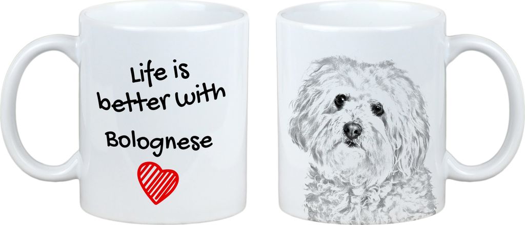 Bologneser, Bichon Bolognese - Tasse mit Hund, Tasse mit Bild, personalisiertes Geschenk der Marke Art-Dog