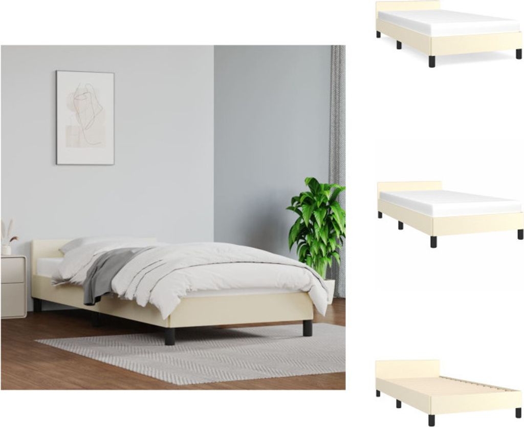 vidaXL Bettgestell mit Kopfteil Creme 90x200 cm Kunstleder - Betten & Bettgestelle