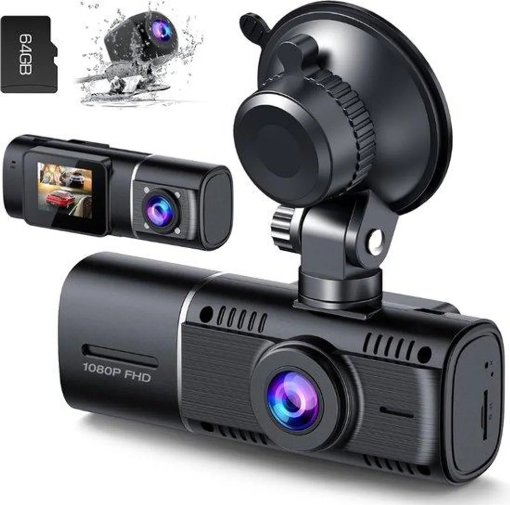 Caméra double embarquée 1080p Full HD pour voiture avec vision nocturne