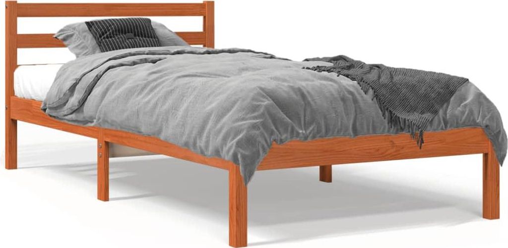 vidaXL Postel z masivu bez matrace vosk hnědá 90x190 cm Obrázek produktu 