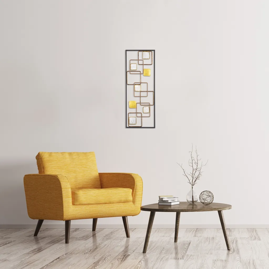 Wallity TNL1839 Décoration Murale en Métal Jaune et Coloré 74 x 28 cm