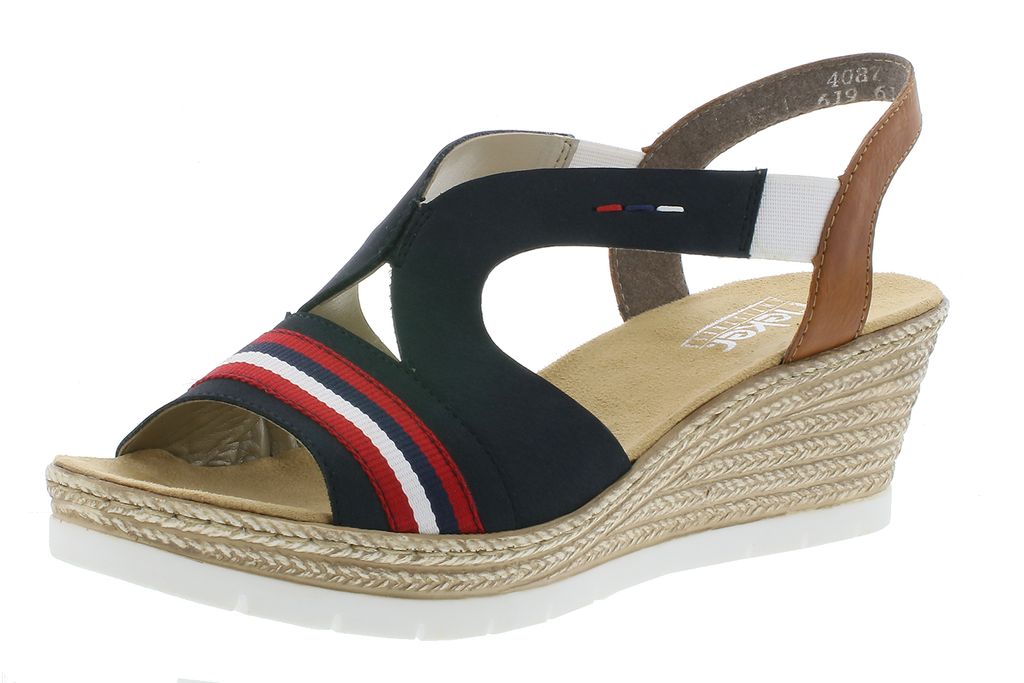Rieker 619S6-14 Damen Sandalen Sandaletten Slingback, Größe:42 EU, Farbe:Blau