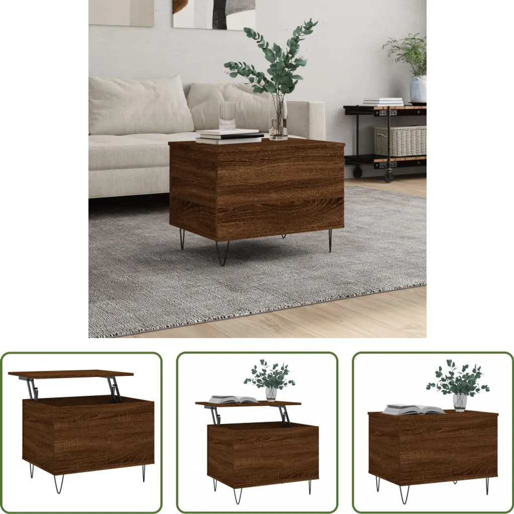 Tavolino The Living Store look rovere marrone 60x44,5x45 cm Materiale a base di legno