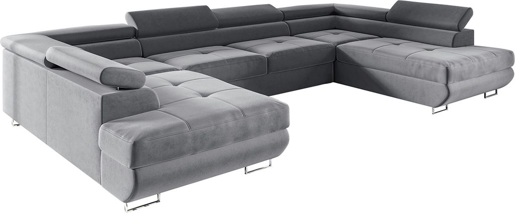 Wilson U-förmiges 5-Sitzer-Sofa mit Bettkasten Grau
