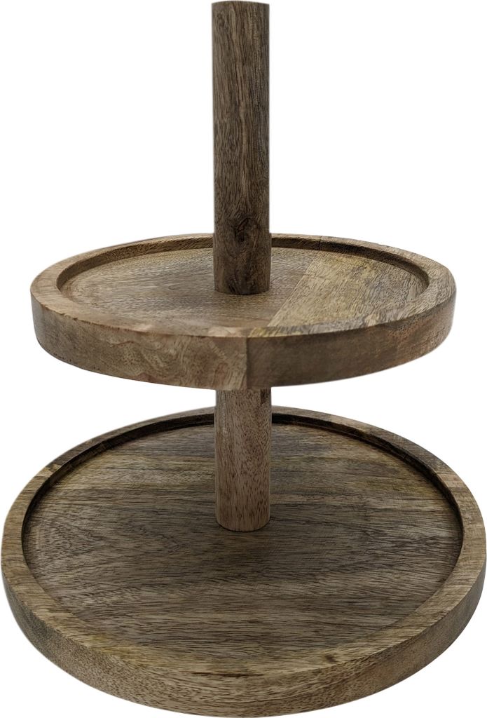 Mango Holz Etagere mit 2 Ebenen - ca. Ø 25 cm x 26 cm Produktbild 