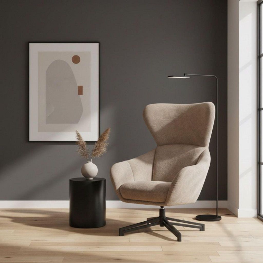 Ohrensessel Marconia braun mit Armlehnen & drehbarem Sitz – eleganter Komfortsessel