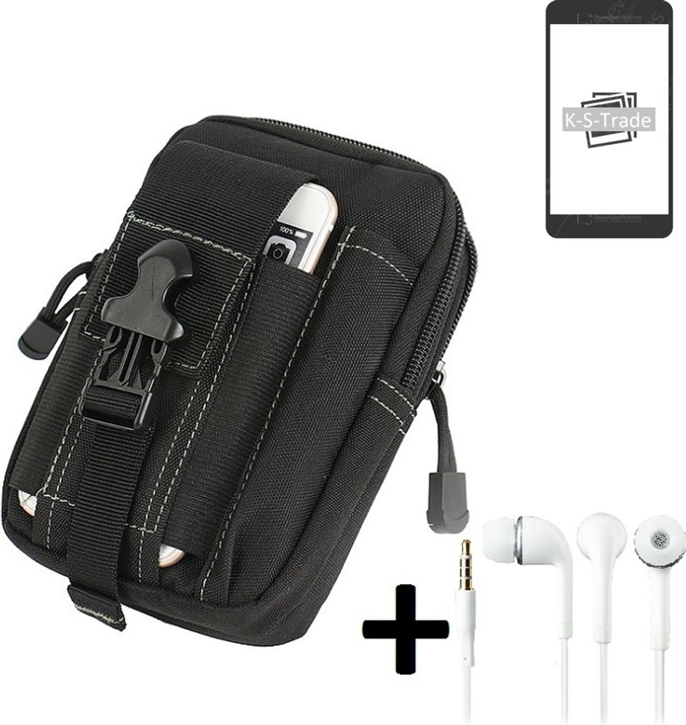 K-S-Trade Gürteltache + Kopfhörer kompatibel mit Samsung Galaxy S22 Gürtel Tasche Holster Schutz Hülle Handy Hülle schwarz inkl. Extrafächer