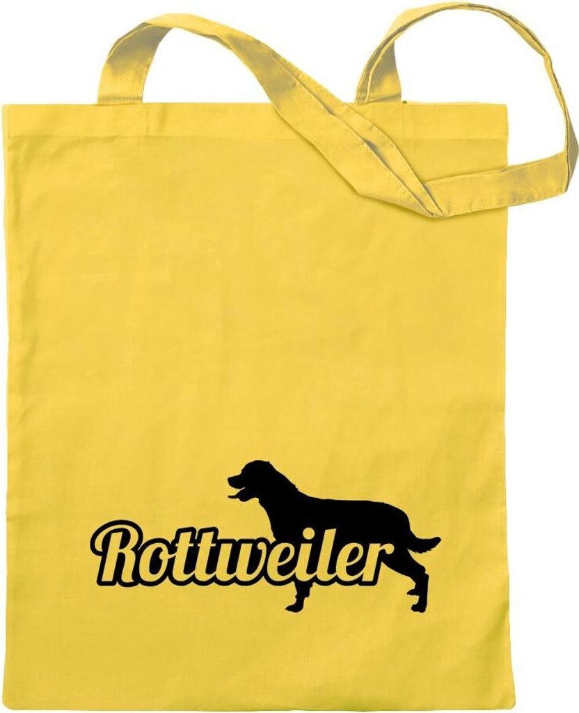 Kiwistar - Baumwolltasche - gelb - Rottweiler Hunde - Tragetasche Stoffbeutel Umhängetasche Langer Henkel