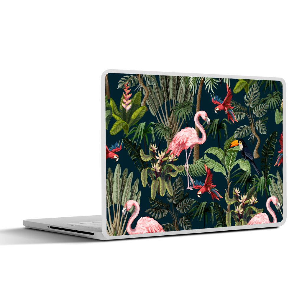 MuchoWow Laptop Aufkleber Sticker Cover Jungtiere - Muster - Kinder - Flamingo - Papagei - Kinder 32.5x23.5 cm - Sticker für Laptop - Selbstklebend