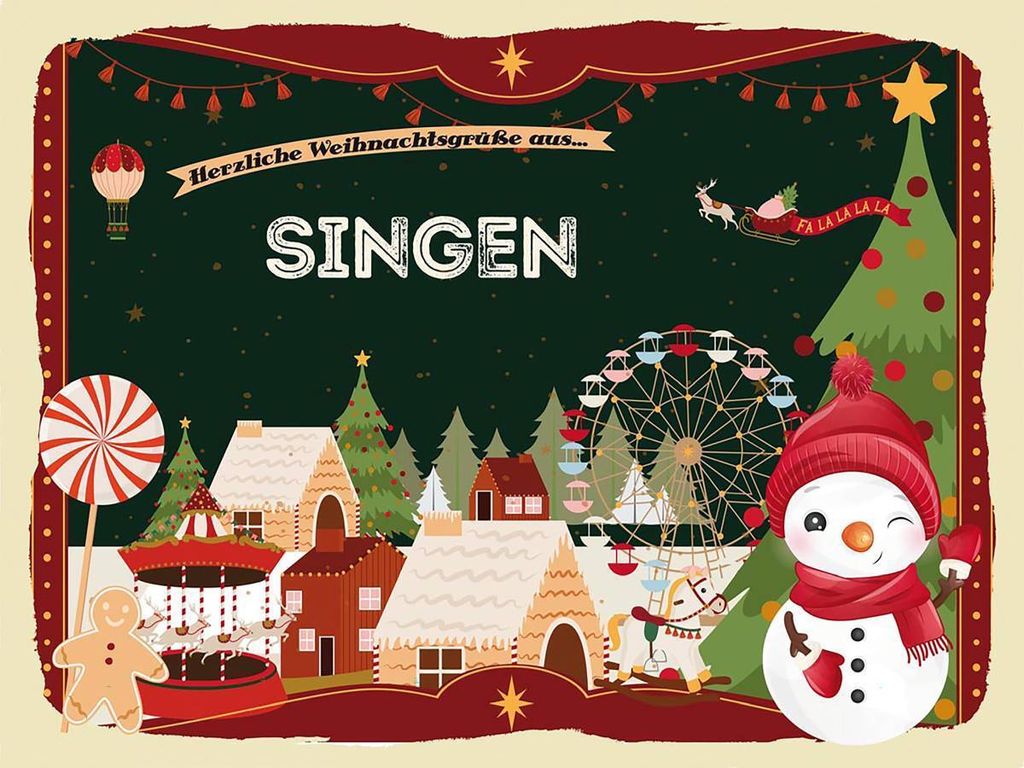 vianmo Holzschild 30x40 cm Weihnachten Grüße aus SINGEN
