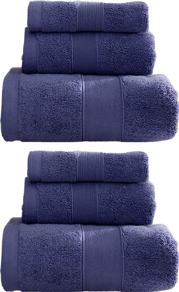 6-teiliges Badezimmer-Handtuchset aus Baumwolle | 2 Badetücher, 2 Handtücher, 2 Waschlappen, weich und saugfähig