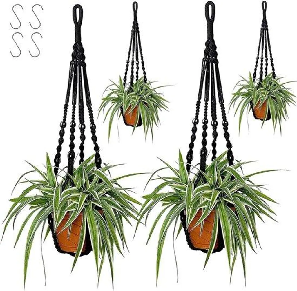 Porte-plante suspendu macramé 84 cm - Décoration murale bohème coton