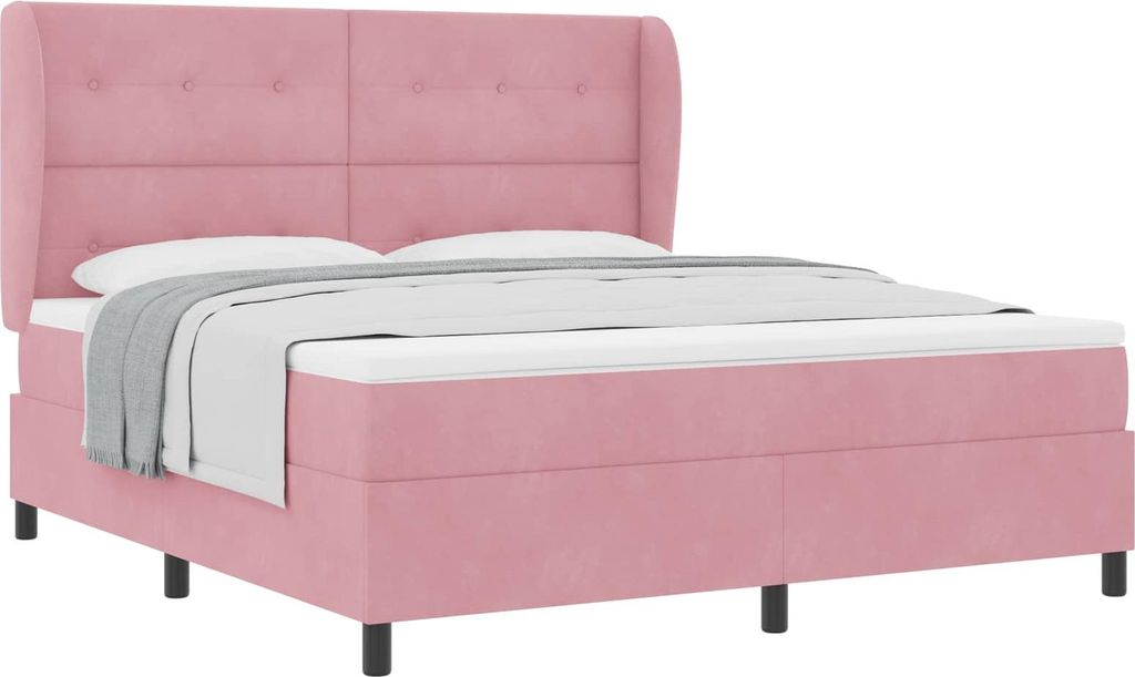Boxspringbett mit Matratze mit Kopfteil Rosa 200 x 180 cm Samt
