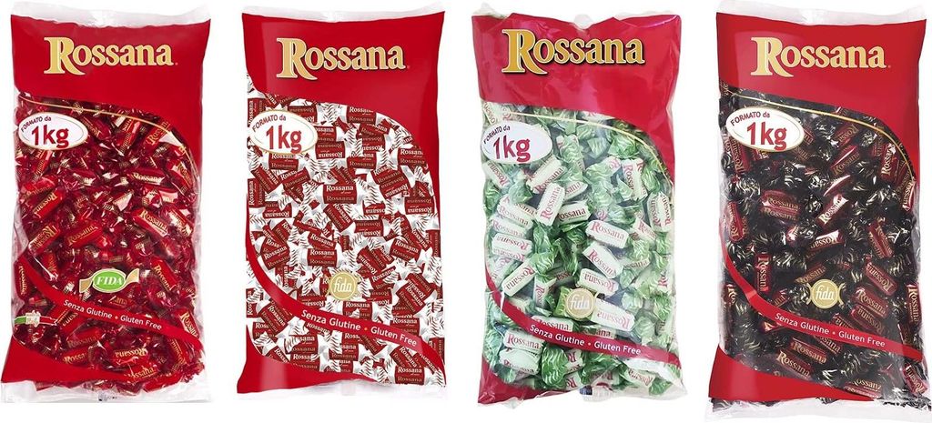 TESTPAKET Rossana Cocco - Cioccolato - Originali - Pistacchio Candies Bonbon Lollies Hartbonbons mit cremiger Füllung,4 Beutel 1Kg + Italian Gourm...