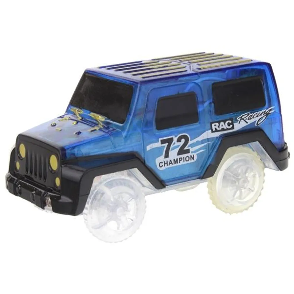 Circuit de voiture flexible et lumineux bleu - Jouet créatif pour enfant