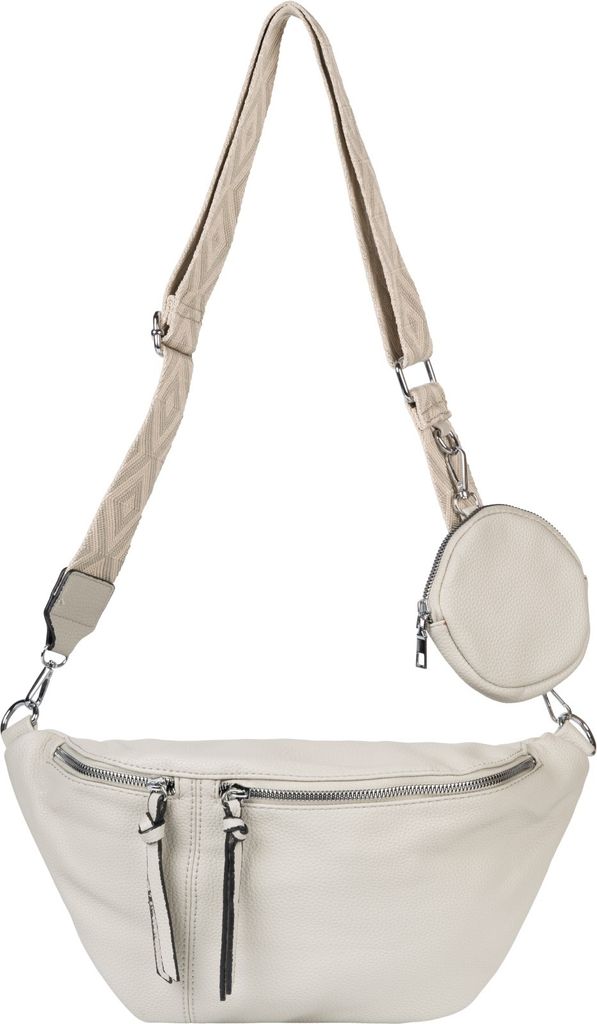 styleBREAKER Damen Halbmond Crossbody Schultertaschen Set 3-Teilig, Schultergurt mit Muster, Schlüsselanhänger, Börse 02012398