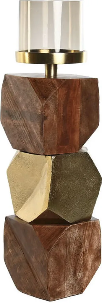 Bougeoir Design Luxe en Cristal et Aluminium Doré 10x10x40,5 cm DKD Home
