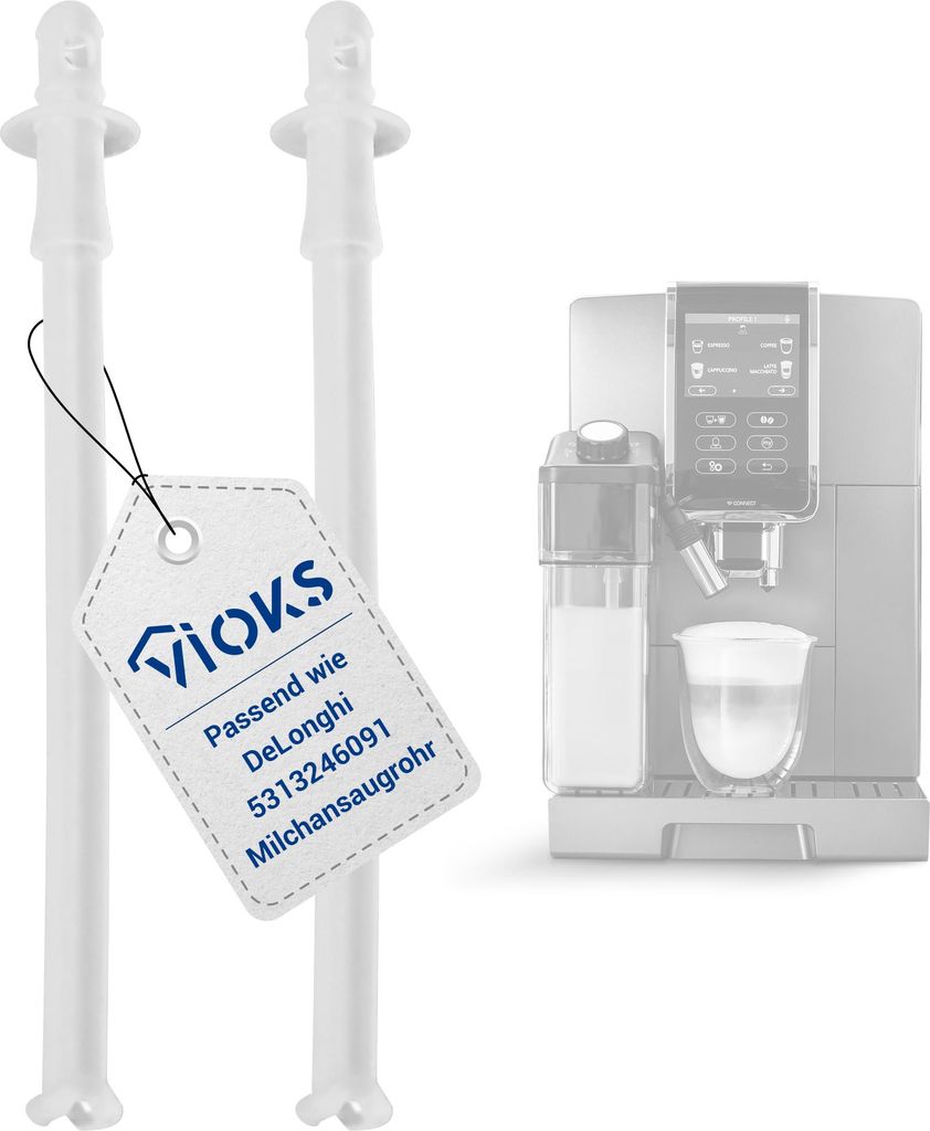 Ansaugrohr 2x passend wie DeLonghi 5313246091 Milchsaugschlauch Milchsaugrohr für Kaffeemaschine