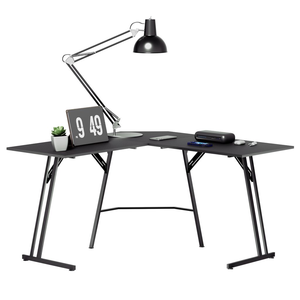 LARS360 L-förmiger Schreibtisch für Gamer, 120 cm Eckschreibtisch Computertisch mit Monitorständer, Bürotisch für PC, Gaming Tisch Schwarz