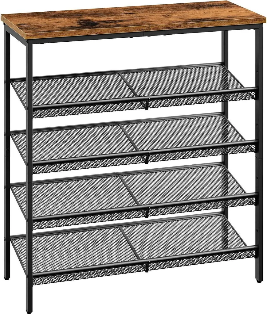 Étagère à Chaussures Modulable et Réglable 5 Niveaux en Brun et Noir