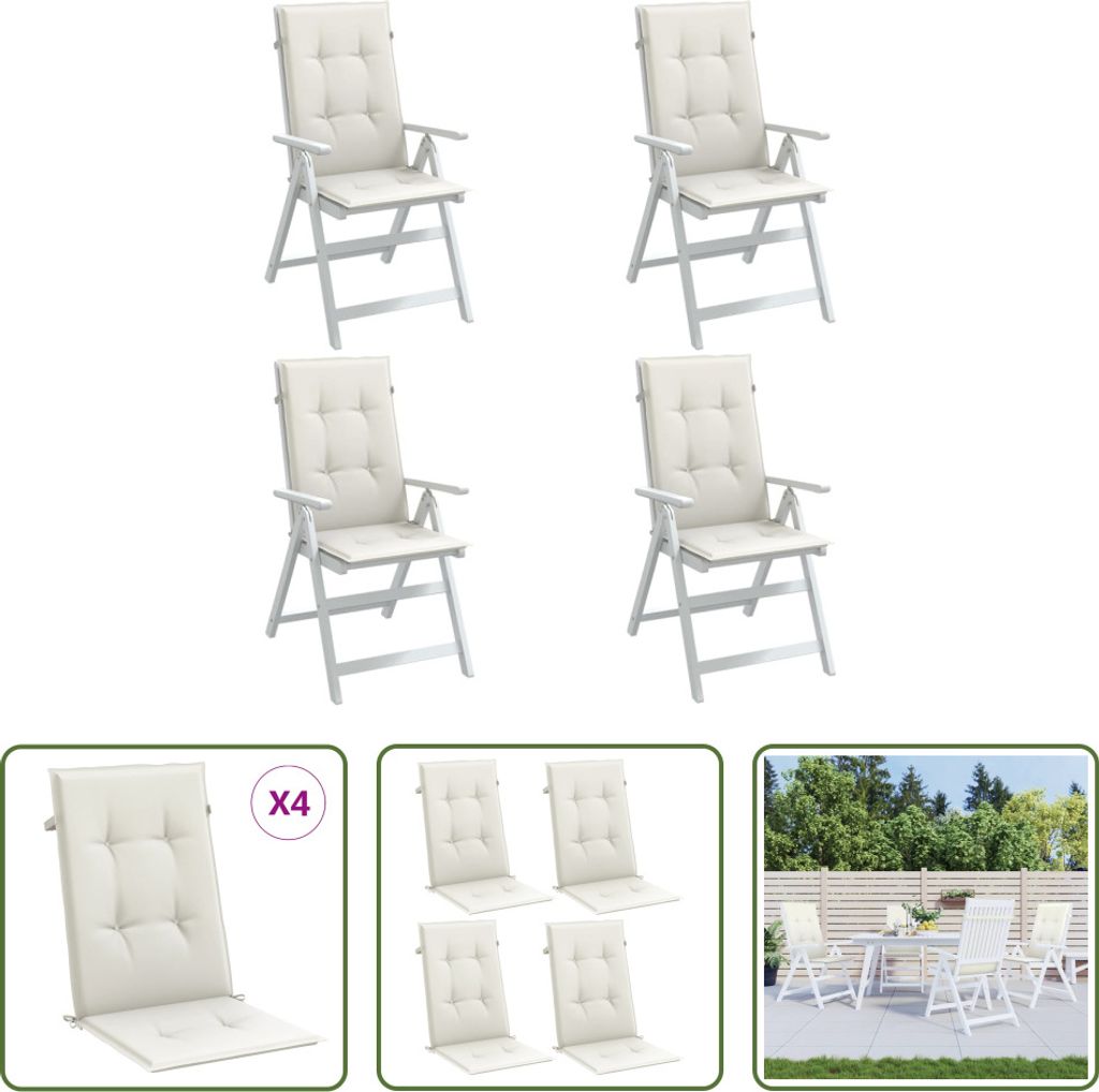 The Living Store Hochlehner-Auflagen 4 Stk. Melange Creme 120x50x4 cm Stoff