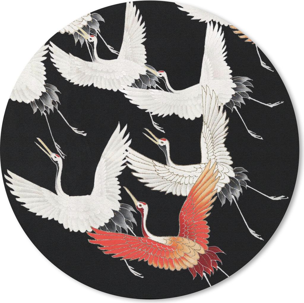 MuchoWow Mauspad Mousepad Kranich - Japanisch - Rot - Weiß 30x30 cm - Mousepads - Maus Mat - Pad - Mausunterlage - Tischunterlage - Schreibtisch...