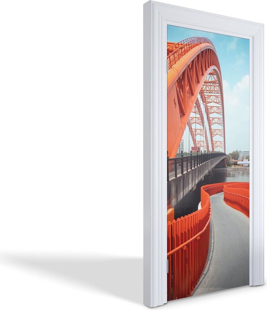 Wandtattoos Türen Selbstklebende Wandsticker Türtapeten - Orangefarbene Brücke - 75 x 205 cm