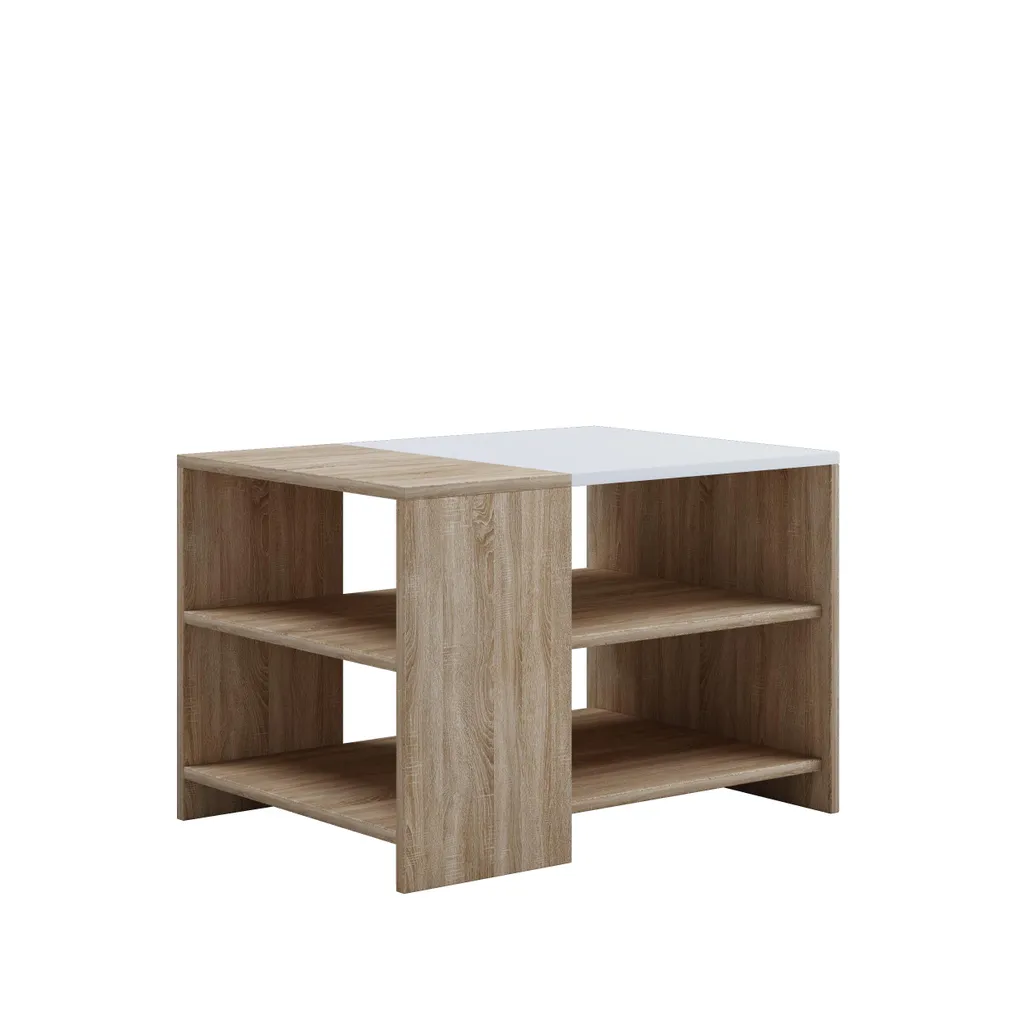 Petite Table Basse Mila 70 Gain de Place et Design Chêne Blanc