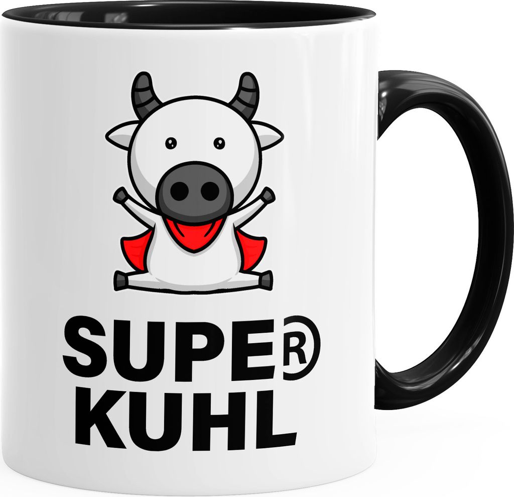 Lustige Kaffee-Tasse zweifarbig Super Kuhl Kuh MoonWorks weiß-schwarz unisize