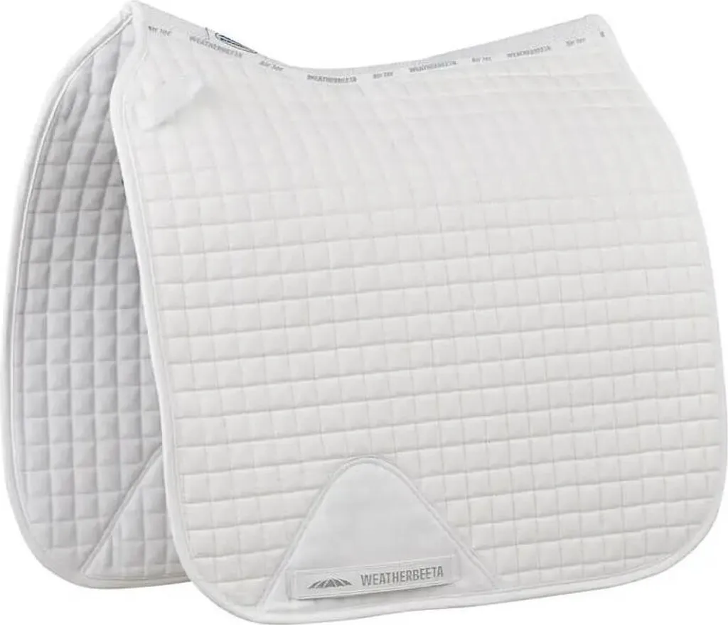 Tapis de Selle Dressage Poney Weatherbeeta Prime Blanc en Coton Doux