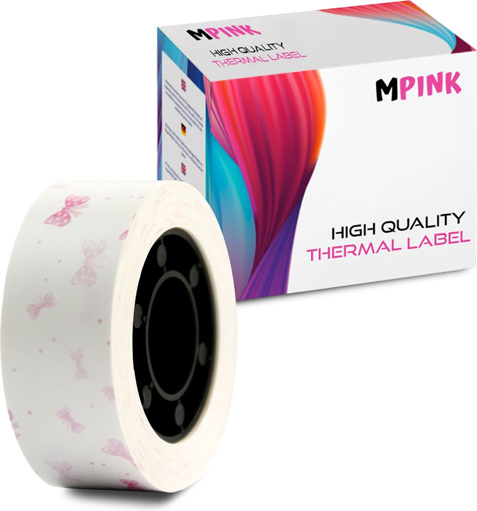 Etikettendrucker-Papier Papierrolle für Tragbarer Etikettendrucker Pink Ribbon