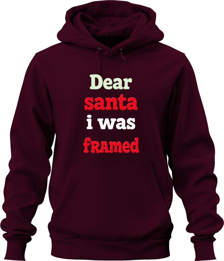Dear santa i was framed lustig Weihnachten Weihnachtsmann Geschen Uni Hoodie Kapuzenpullover, Burgundy, S