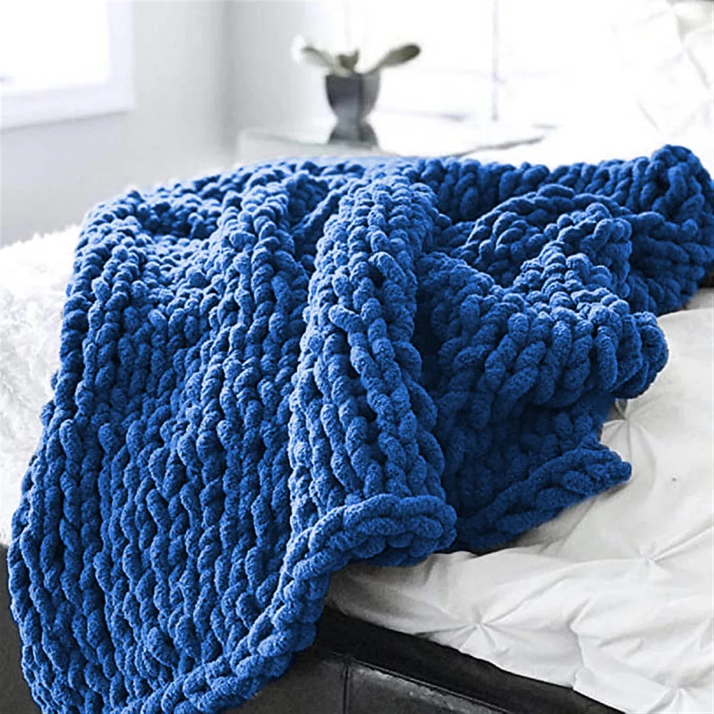Coperta Cani e Gatti in Ciniglia Blu - Copriletto Morbido 60x60cm