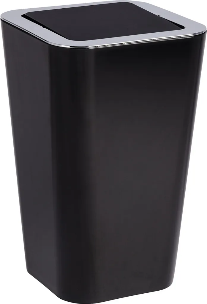 WENKO Candy Nero: Pattumiera Bagno 6L con Coperchio Basculante