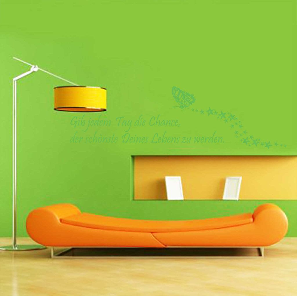 Wandtattoo - Wandaufkleber - Wandtattoo "Gib jedem Tag die Chance..." - 170cm x 50cm lindgrün - Dekoration Küche Wohnzimmer Wand