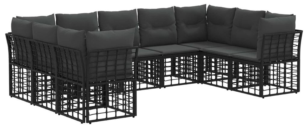 vidaXL Outdoor-Sofagarnitur Schwarz und Dunkelgrau Polyester