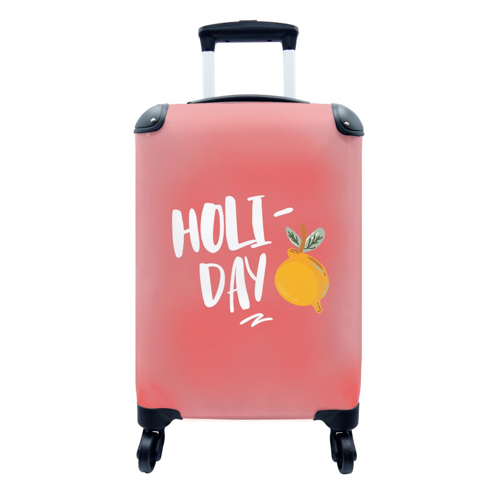 MuchoWow Koffer Handgepäck Trolley Rollkoffer Kleine Reisekoffer mit 4 Rollen - Sommer - Rosa - Zitrone - Cabin Size < 55x40x23 cm & 55x40x20 cm...