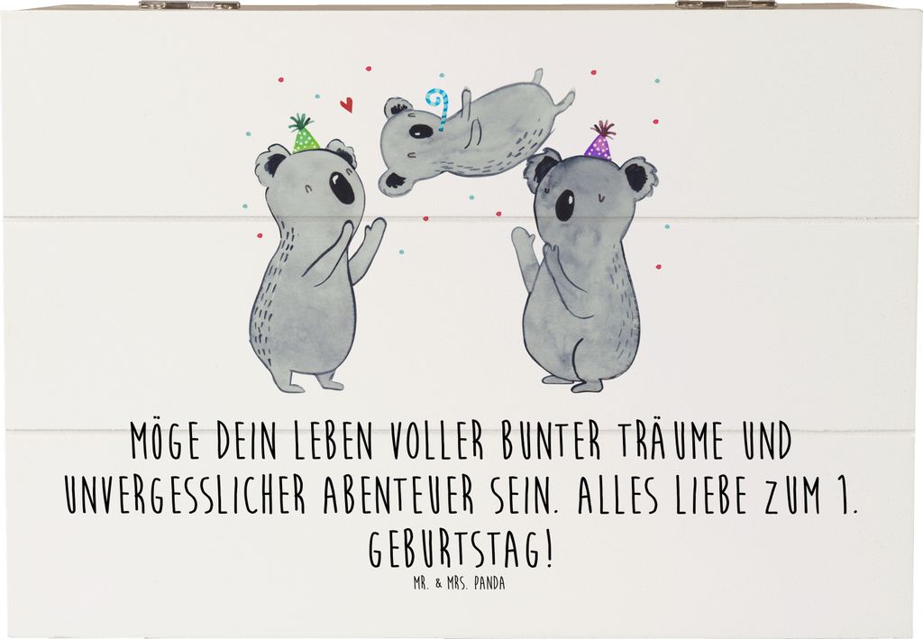 Mr. & Mrs. Panda Schatulle Alles Liebe zum 1. Geburtstag 22 x 15 cm - Weiß - Geschenk, Kleinkind, Box, holzkästchen, Kiste, Happy Birthday, Gesch...