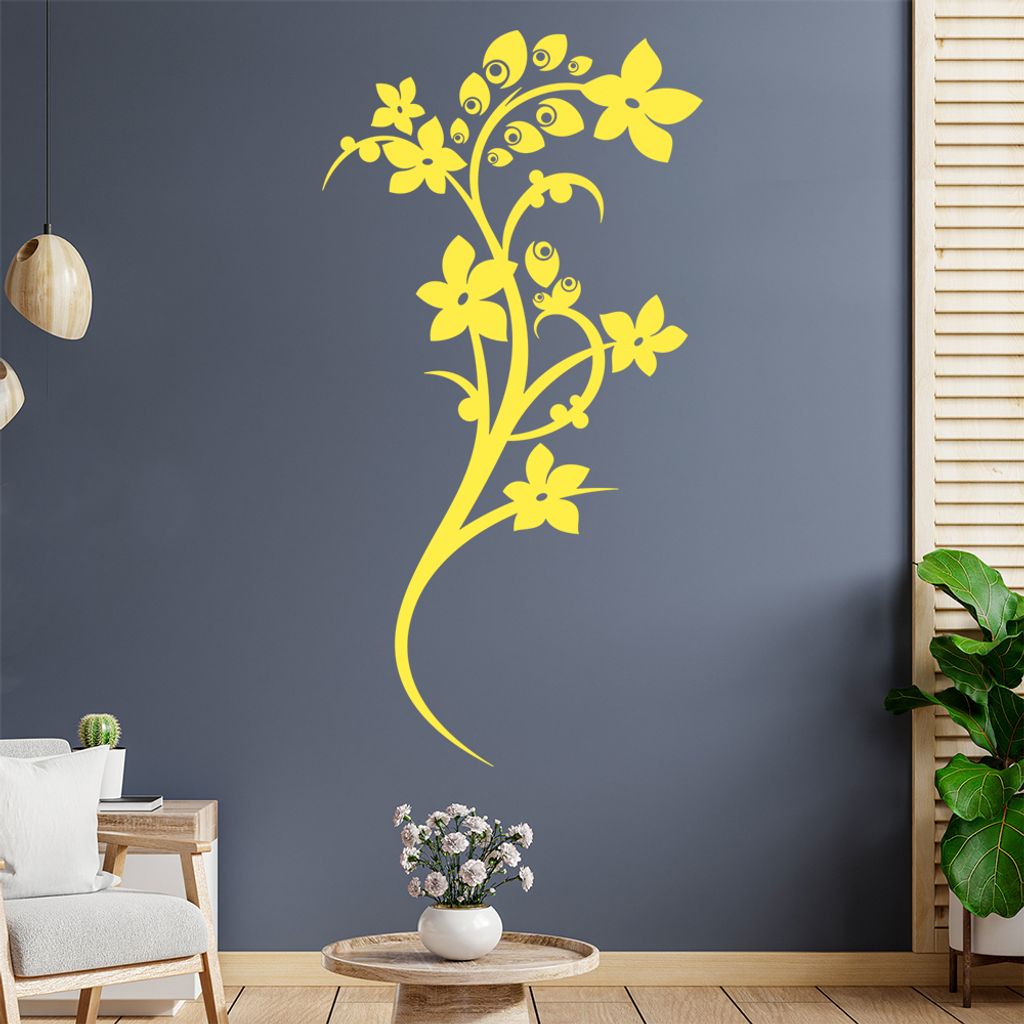 Schöne Blüten Ranke Wandtattoo in 6 Größen - Wandaufkleber Wall Sticker - Dekoration, Küche, Wohnzimmer, Schlafzimmer, Badezimmer