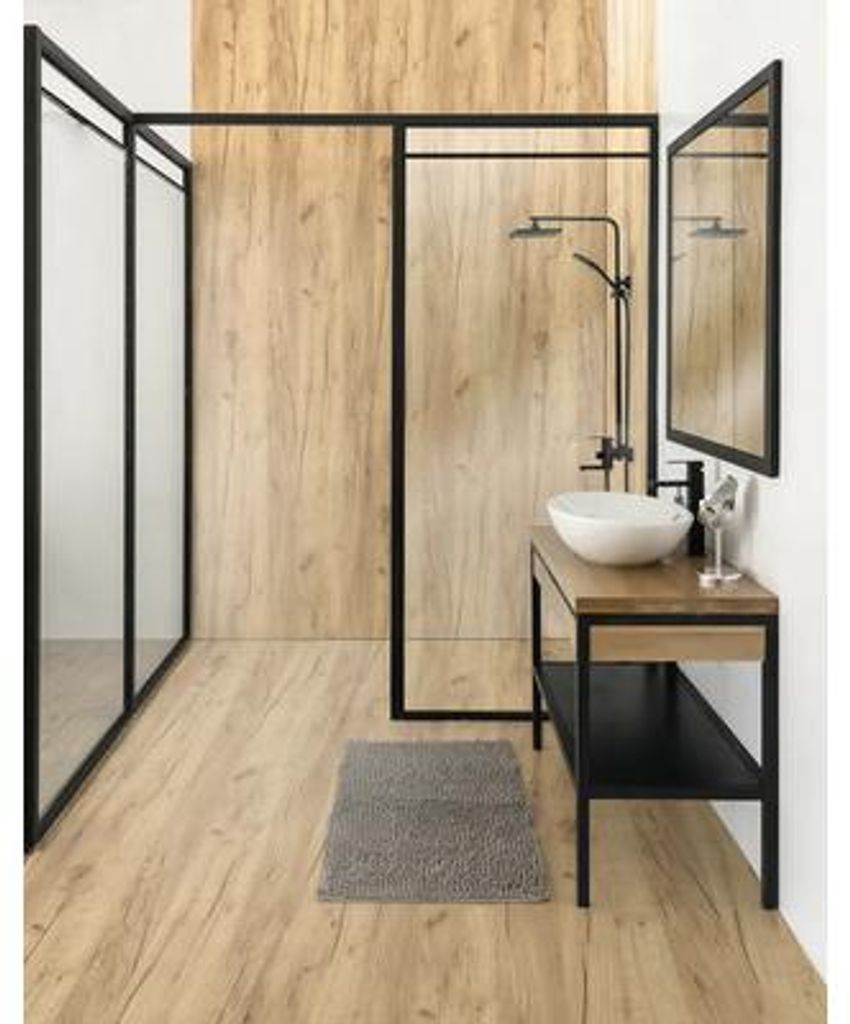 Duschrückwand Rock the Wall Holz Gold Craft oak 265 x 123 Produktbild 
