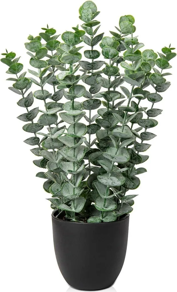 Eucalyptus artificiel réaliste 40cm en pot pour salon et chambre