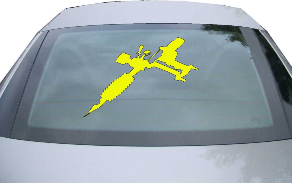 Indigos UG - Aufkleber Heckscheibe & Motorklappe DE7032 - neongelb - 600x413 mm - Tätowiermaschine - Auto Scheiben Fenster Heckklappe Tuning Racin...