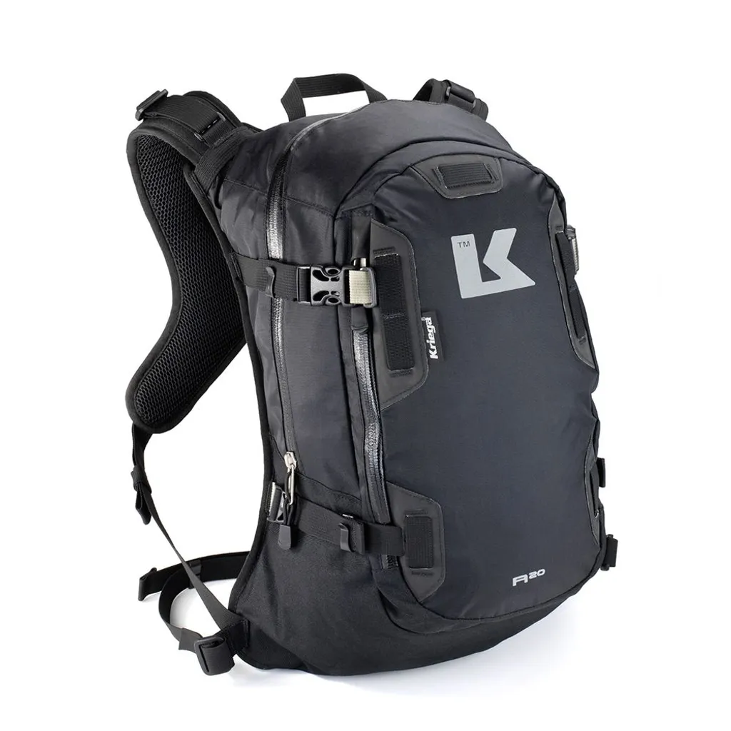 Kriega R20 Sac à dos moto ergonomique noir conçu pour le confort du pilote
