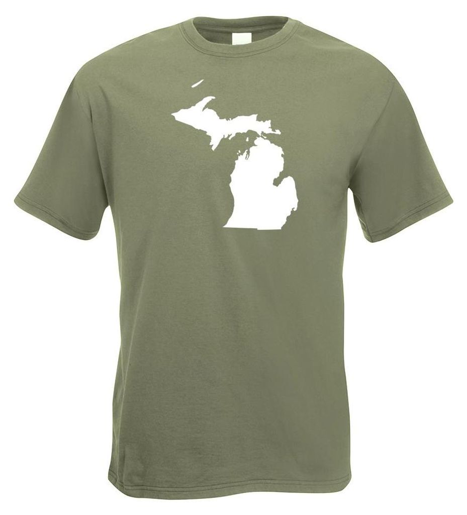 Kiwistar - T-Shirt - Olive - USA - Bundesstaat - Michigan Herren Funshirt Bedruckt Design Sprüche Spruch Motive - mit Motiv Bedruckt - Funshirt De...