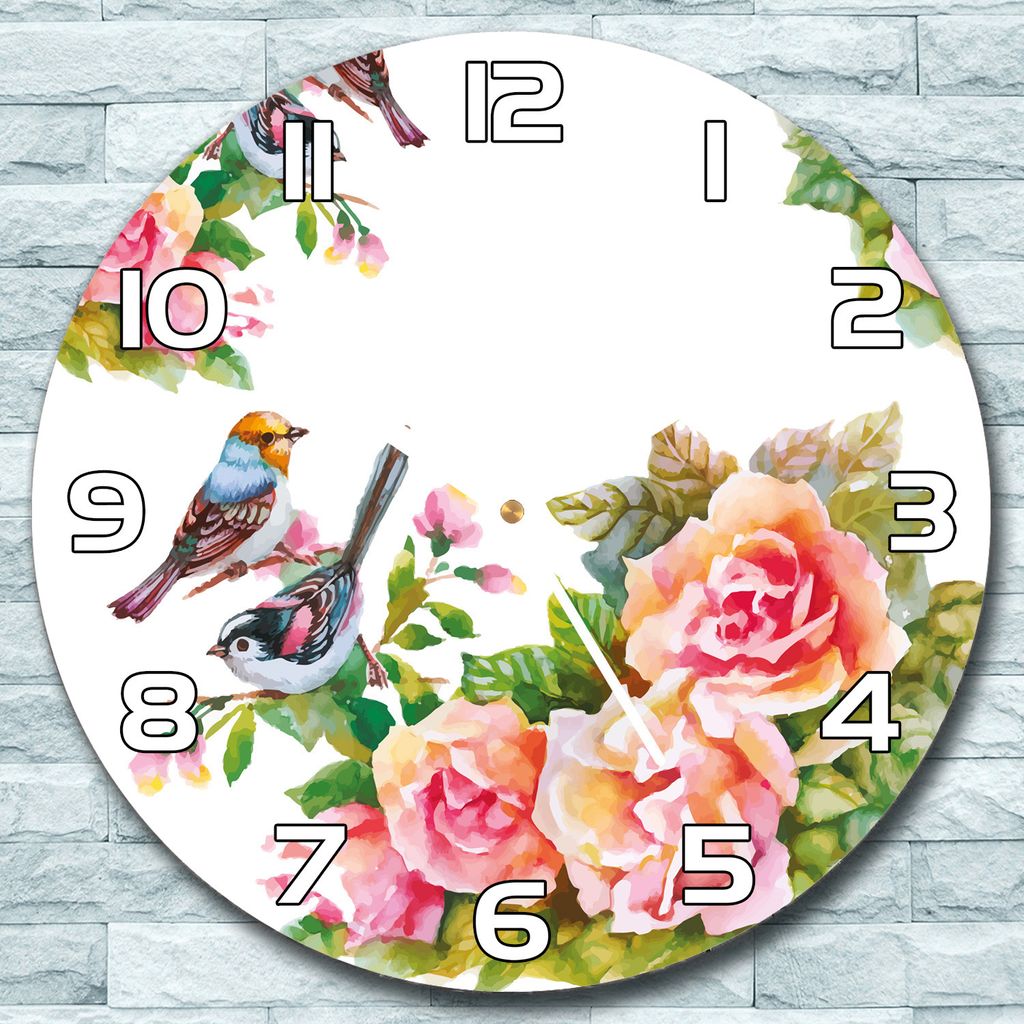 Wanduhr aus Glas Rund fi 30 Pastelltöne am Ast Quarz Deko Wohnzimmer Büro