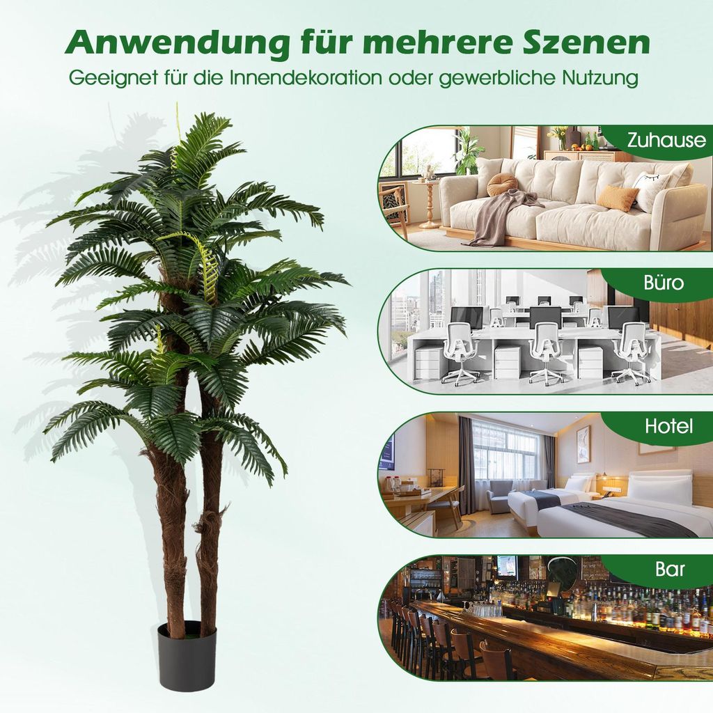 COSTWAY 190cm Kunstpflanzen 2er Set, knstliche Palmen mit